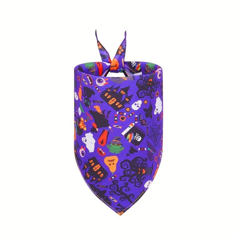 Halloween Pet Bandana Pumpkin Head Graphic Bib Dog Cat Scarf