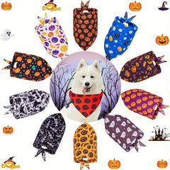Halloween Pet Bandana Pumpkin Head Graphic Bib Dog Cat Scarf