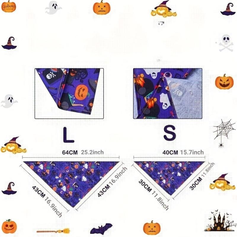 Halloween Pet Bandana Pumpkin Head Graphic Bib Dog Cat Scarf