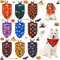 Halloween Pet Bandana Pumpkin Head Graphic Bib Dog Cat Scarf
