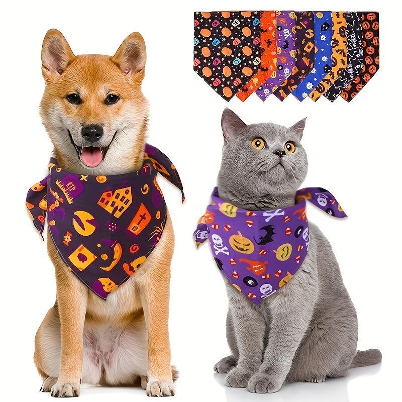 Halloween Pet Bandana Pumpkin Head Graphic Bib Dog Cat Scarf