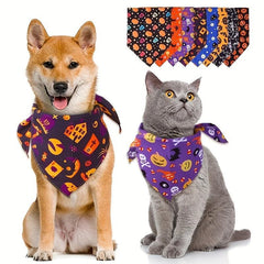 Halloween Pet Bandana Pumpkin Head Graphic Bib Dog Cat Scarf