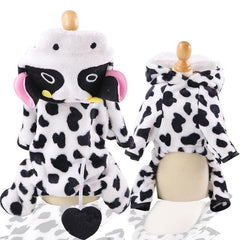 Winter Dog Clothes Cow Pet Dog Jumpsuits Soft Warm Pet Coat For Small Medium Dog