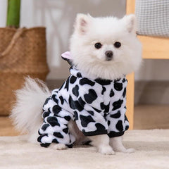 Winter Dog Clothes Cow Pet Dog Jumpsuits Soft Warm Pet Coat For Small Medium Dog