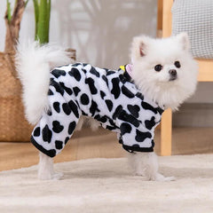 Winter Dog Clothes Cow Pet Dog Jumpsuits Soft Warm Pet Coat For Small Medium Dog