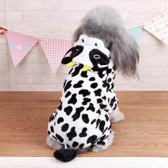Winter Dog Clothes Cow Pet Dog Jumpsuits Soft Warm Pet Coat For Small Medium Dog