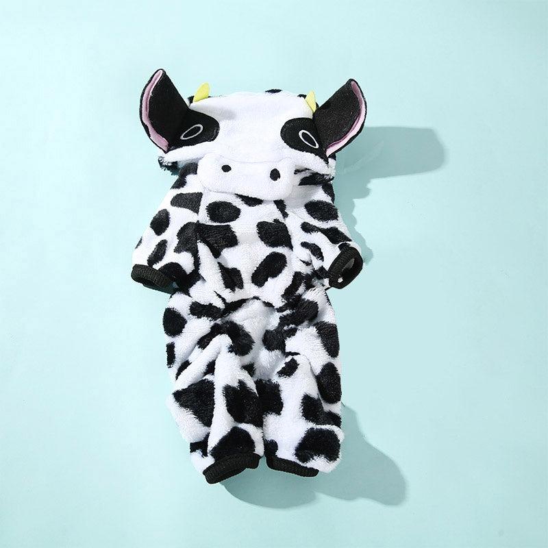 Winter Dog Clothes Cow Pet Dog Jumpsuits Soft Warm Pet Coat For Small Medium Dog