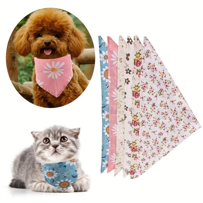 Flower Pattern Dog Bib Soft and Absorbent Pet Scarf