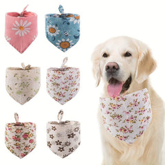 Flower Pattern Dog Bib Soft and Absorbent Pet Scarf