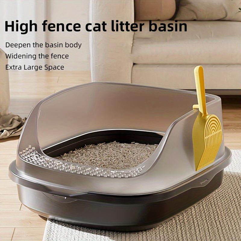 Anti-Splashing Cat Litter Box, Detachable Basin, High Fence Cat Toilet
