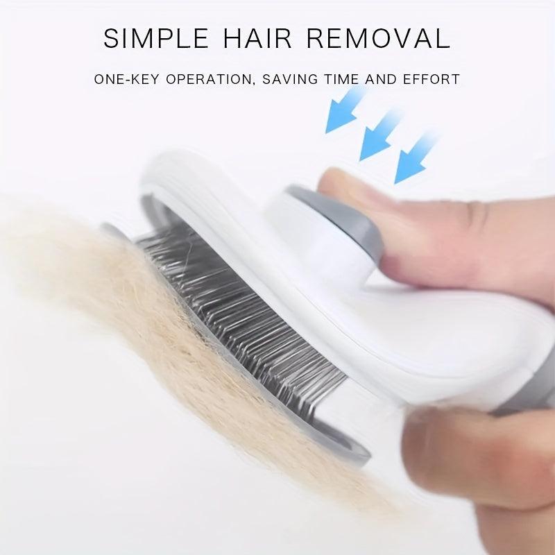 Self Cleaning Dog Slicker Brush Comb Shedding Gentle Stainless Steel Tee
