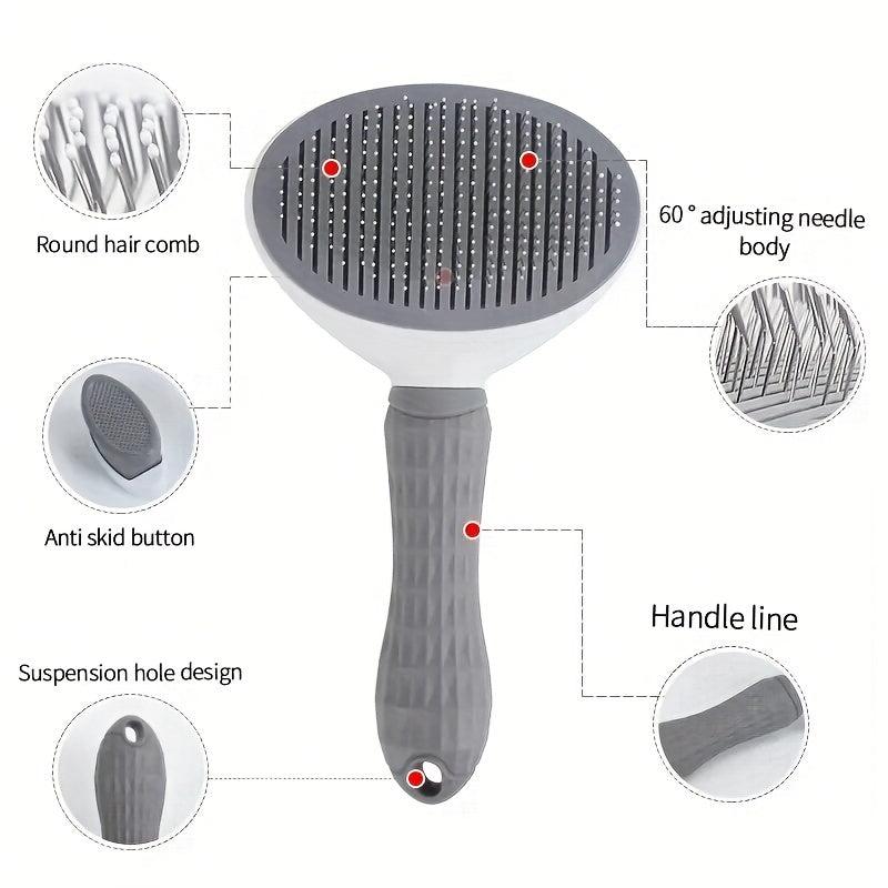 Self Cleaning Dog Slicker Brush Comb Shedding Gentle Stainless Steel Tee