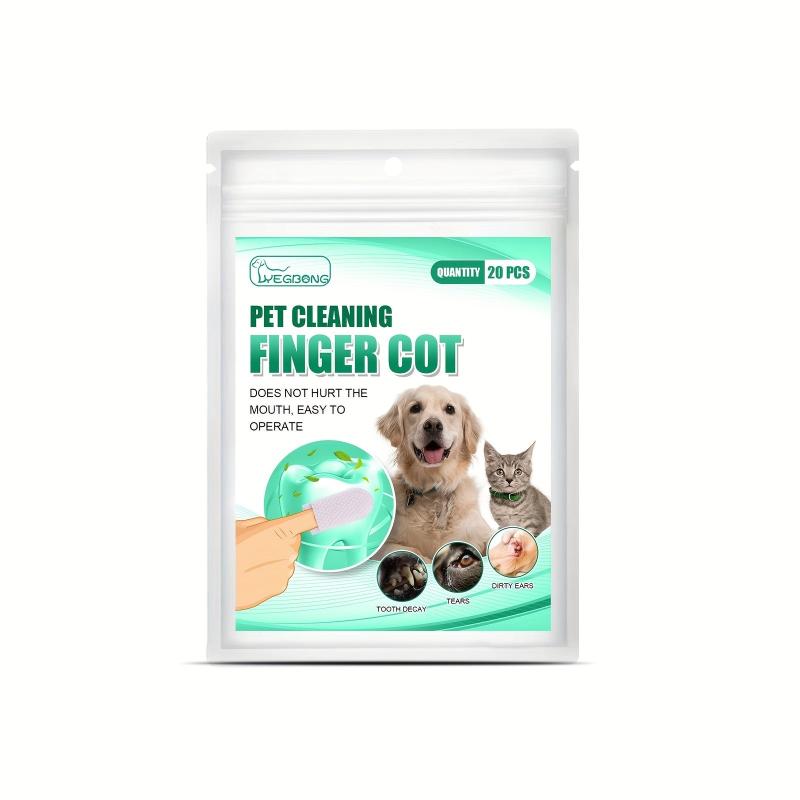 Pet Teeth Cleaning Wipes - Dental Care Finger Wipes 20pcs Bag Dogs Cats