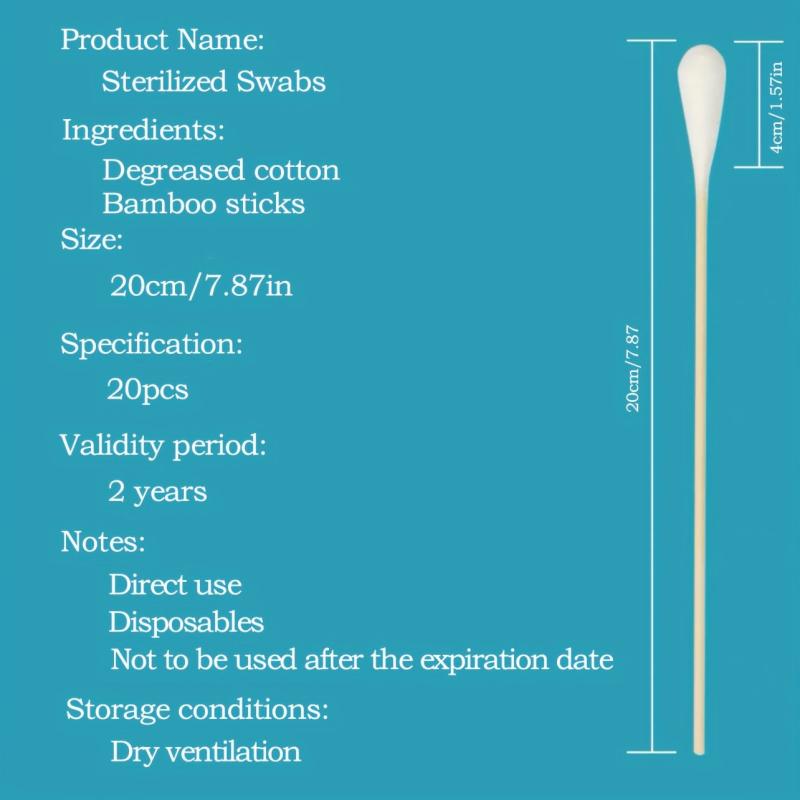 20pcs Pet Cotton Swabs Sterile Sticks For Cat Dog Ear Eye Cleaning
