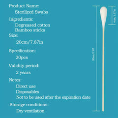 20pcs Pet Cotton Swabs Sterile Sticks For Cat Dog Ear Eye Cleaning