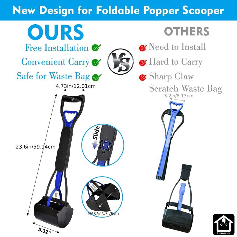 Portable Dog Poop Scooper with Long Handle for Outdoor Walking
