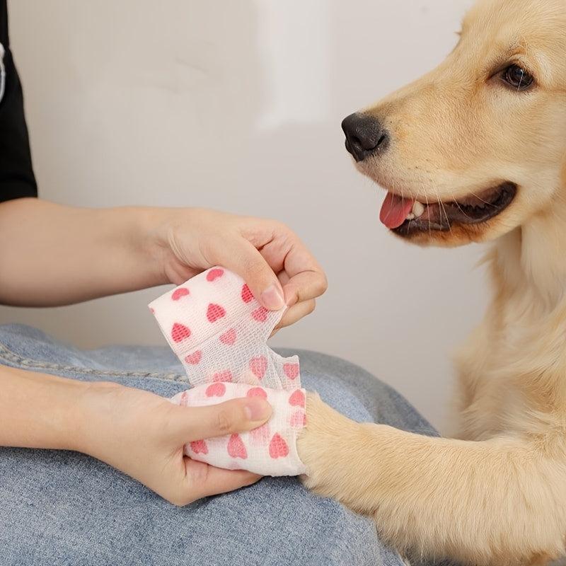 4pcs Cartoon Print Self Adhesive Bandage Wrap for Dogs Cats Elastic Tape