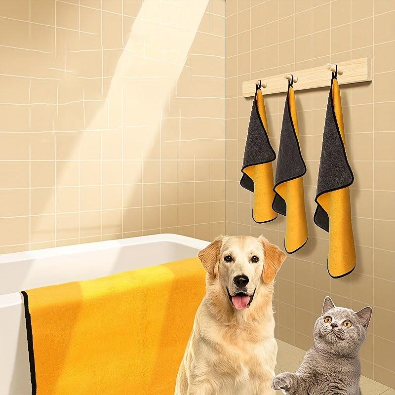 2pcs Dog Bath Towel Thickened High Absorbent Quick Dry Towel for Pet Cleaning