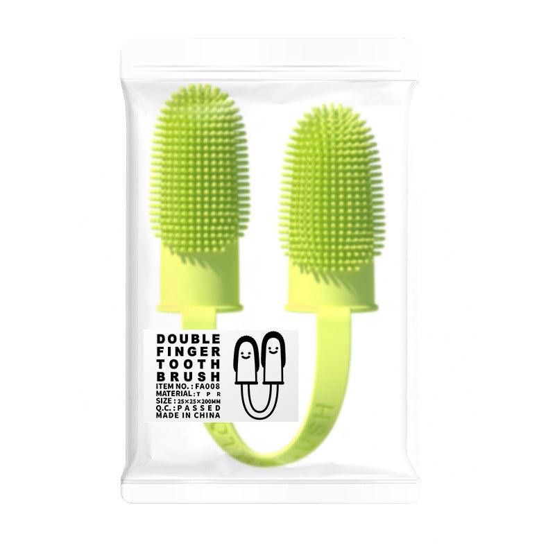 Double Finger Dog Toothbrush Pet Tooth Cleaning Finger Cover