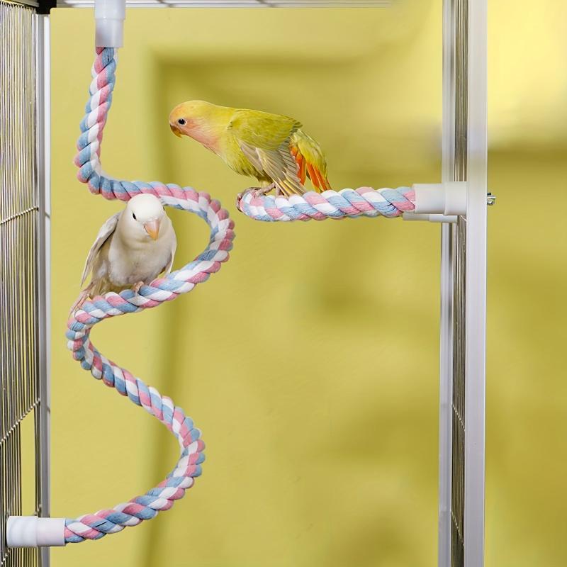Parrot Cage Toy Spiral Chewing Bar Cotton Rope Swing for Budgies & Parakeets