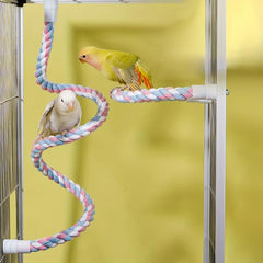 Parrot Cage Toy Spiral Chewing Bar Cotton Rope Swing for Budgies & Parakeets