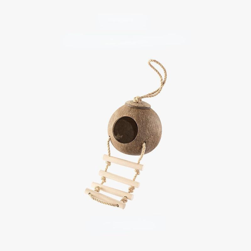 Coconut Bird Nest Hut Hanging House Shelter Nest With Ladder
