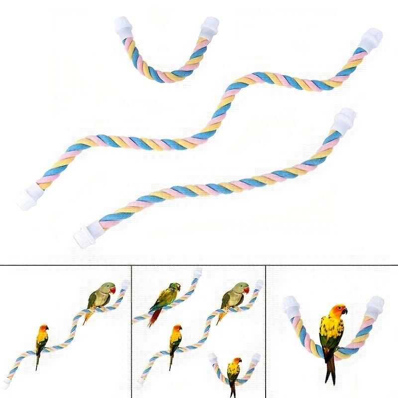 Bird Spiral Cotton Rope Perch U Shaped Toy for Cage