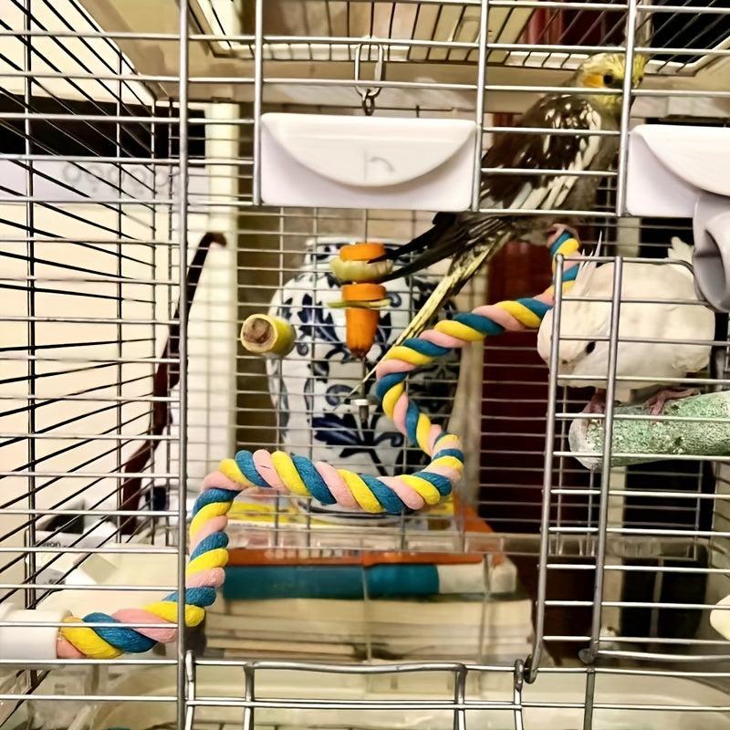 Bird Spiral Cotton Rope Perch U Shaped Toy for Cage
