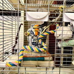 Bird Spiral Cotton Rope Perch U Shaped Toy for Cage