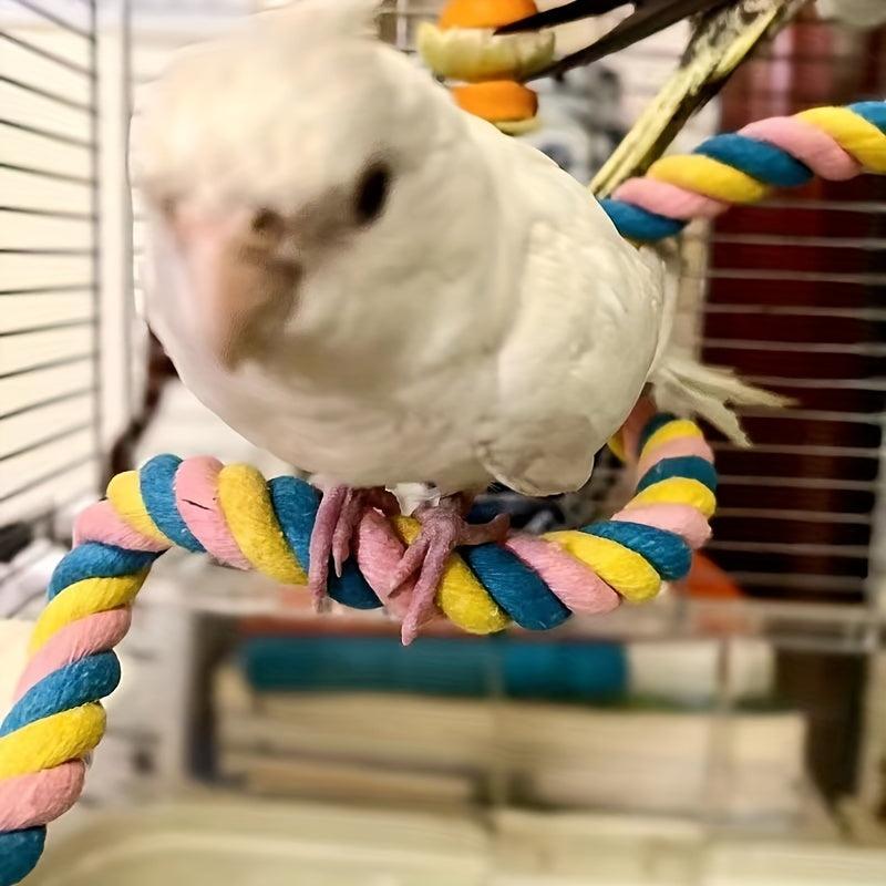 Bird Spiral Cotton Rope Perch U Shaped Toy for Cage