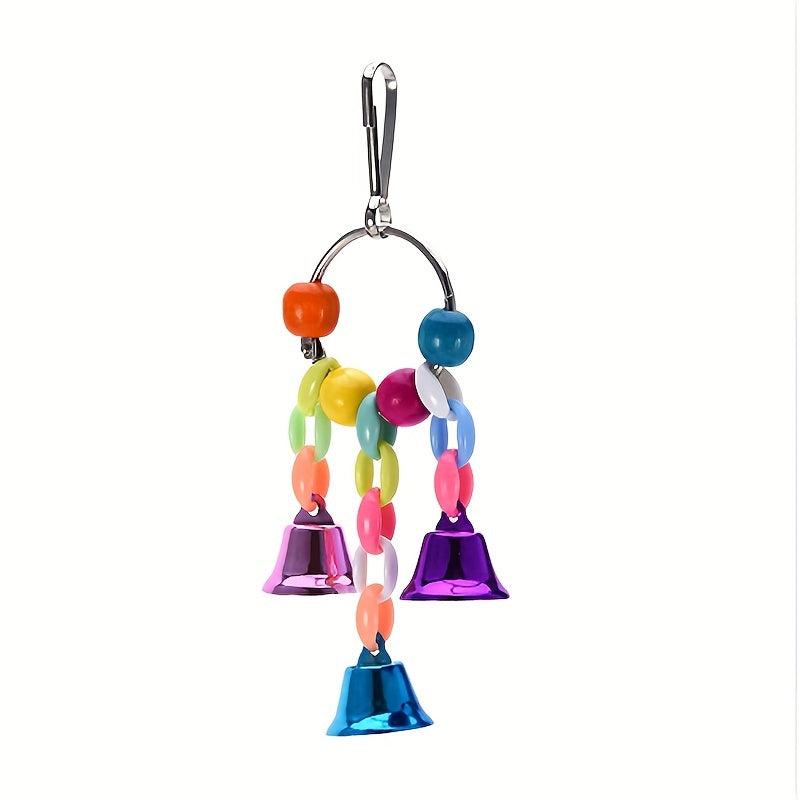 Colorful Beads Bell String Toy for Parrots Interactive Chain Toy