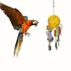Interactive Parrot Toy Spoon Fun Bird Cage Swing Toy