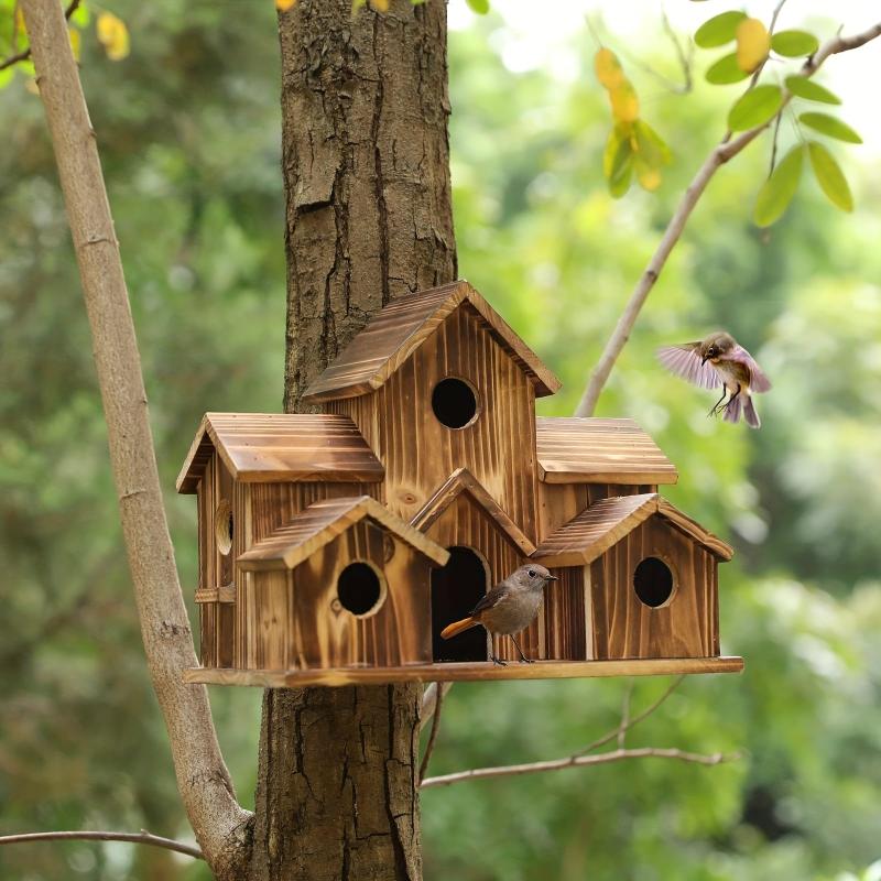 Stylish Wooden Bird House for Outdoor Garden Du00e9cor