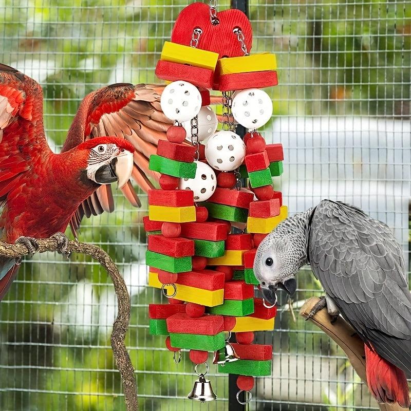 Large Bird Parrot Toys Wooden Chewing Toy Swing Wood Bird Toy