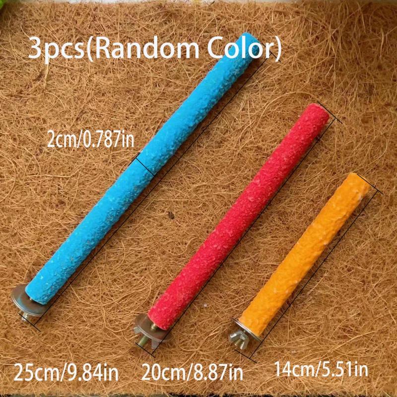 3pcs Wood Bird Perch Stand With Colorful Bird Toys