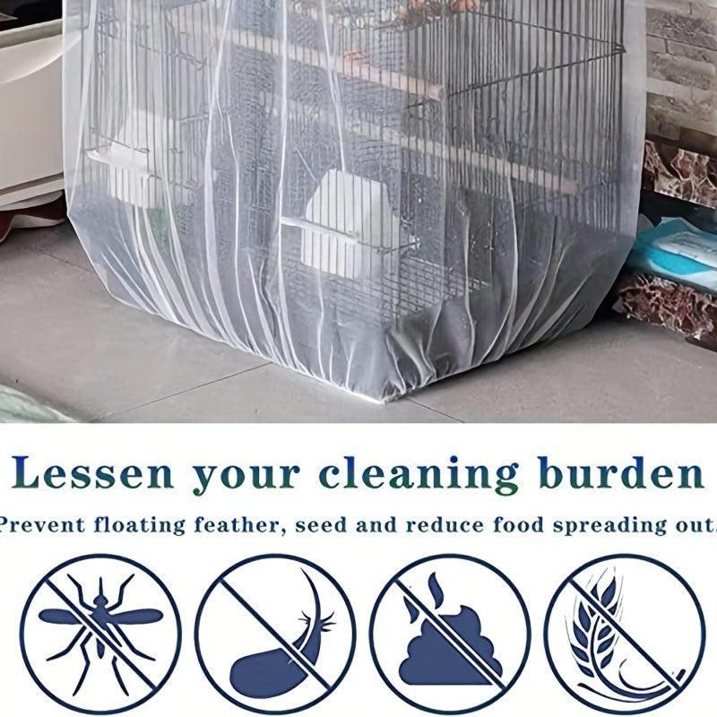 Mesh Bird Cage Cover Seed Catcher Protective Bird Cage Accessories