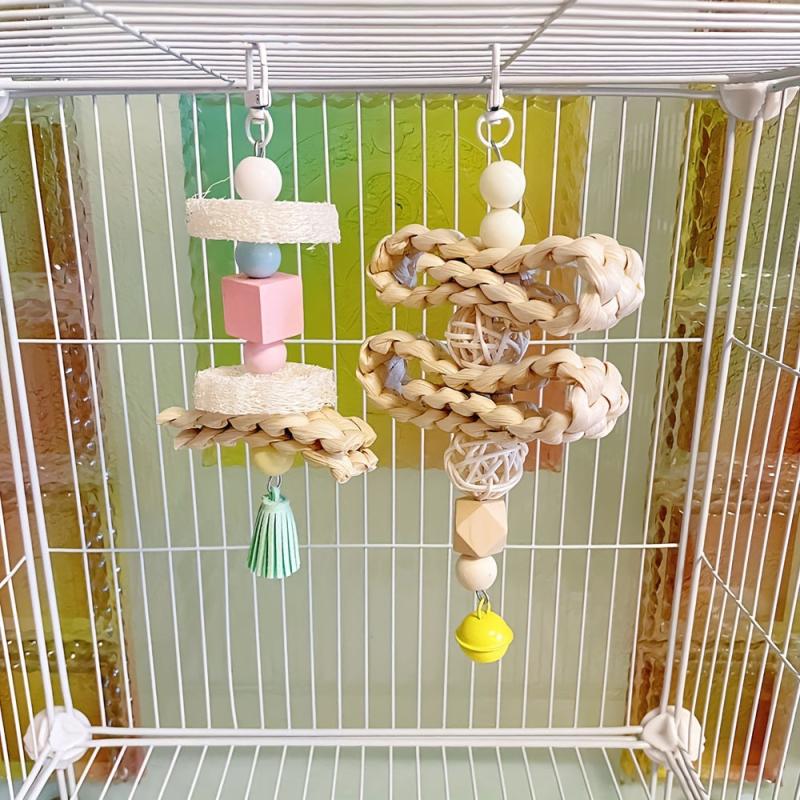 Natural Grass Parrot Toy for Chewing Biting Hanging Climbing