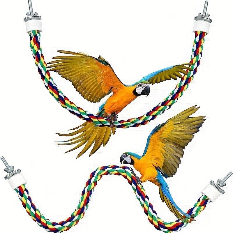 Colorful Parrot Cotton Rope Chewing Toy Bird Equipment