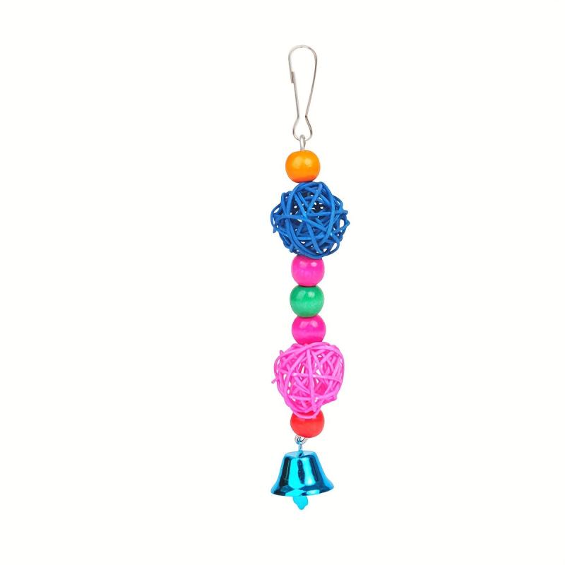 Bird Parrot Chew Toy Hanging Cage Swing Pendant with Bell
