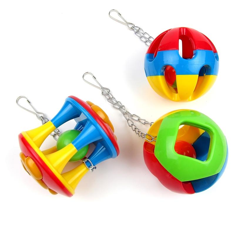 Colorful Chewing Treat Toy for Medium to Large Parrots Parrot Ball with Bell