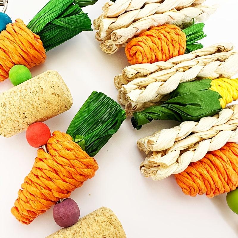 Woven Corn Rattan Ball Parrot Chew Toy Swing