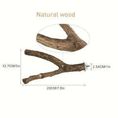 4pcs Nat. Wood Bird Perch Stands Parrots Cage Accessories Fun Toy