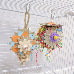Parrot Toy for Foraging and Training - Hand Woven Palm Leaf Straw Toy