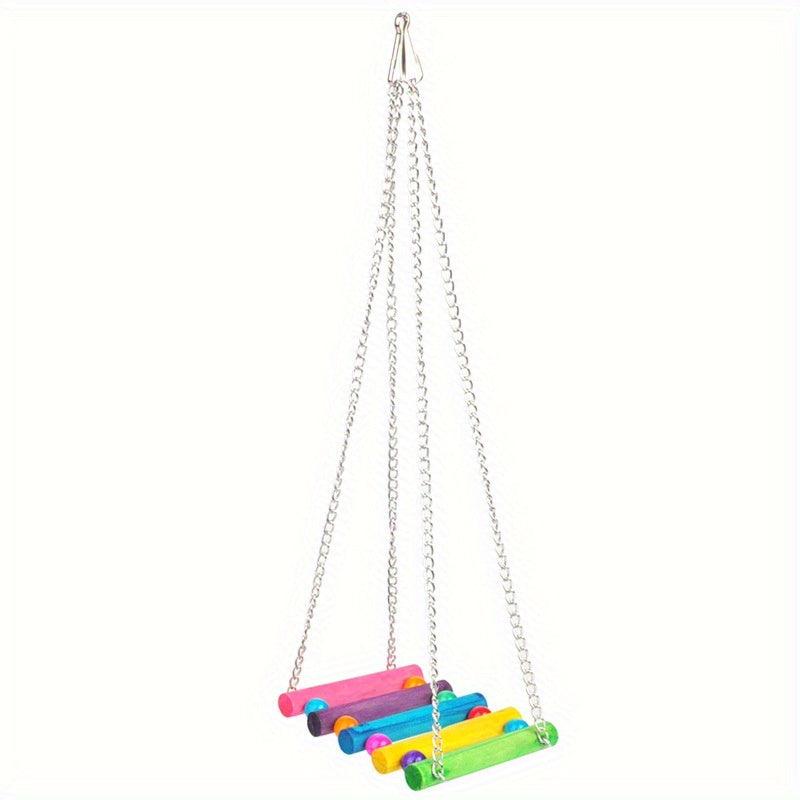 Wooden Suspension Bridge Hanging Bird Toy for Cockatiel Budgerigar