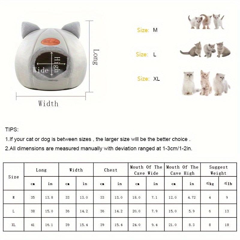 Soft Cozy Cat Cave Bed Removable Winter Warm for Kittens and Pets