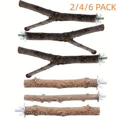 Bird Perch Stands Natural Wood Parrot Perch Bird Cage Accessories Bird Toy