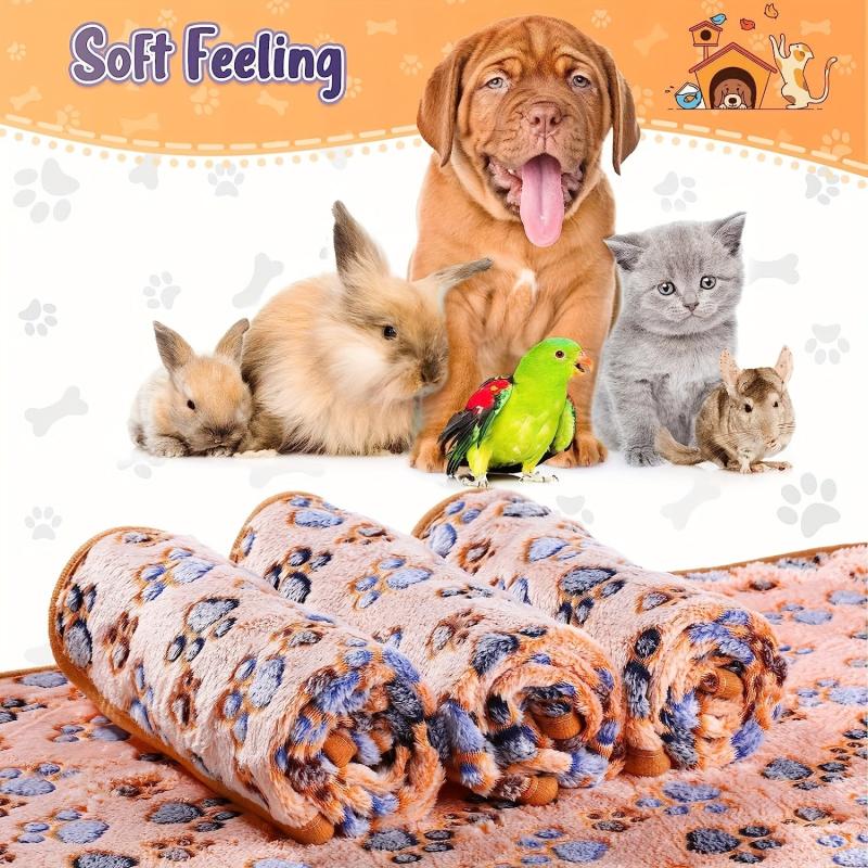 Warm & Soft Pet Blanket with Paw Print for Dogs, Cats, Guinea Pigs