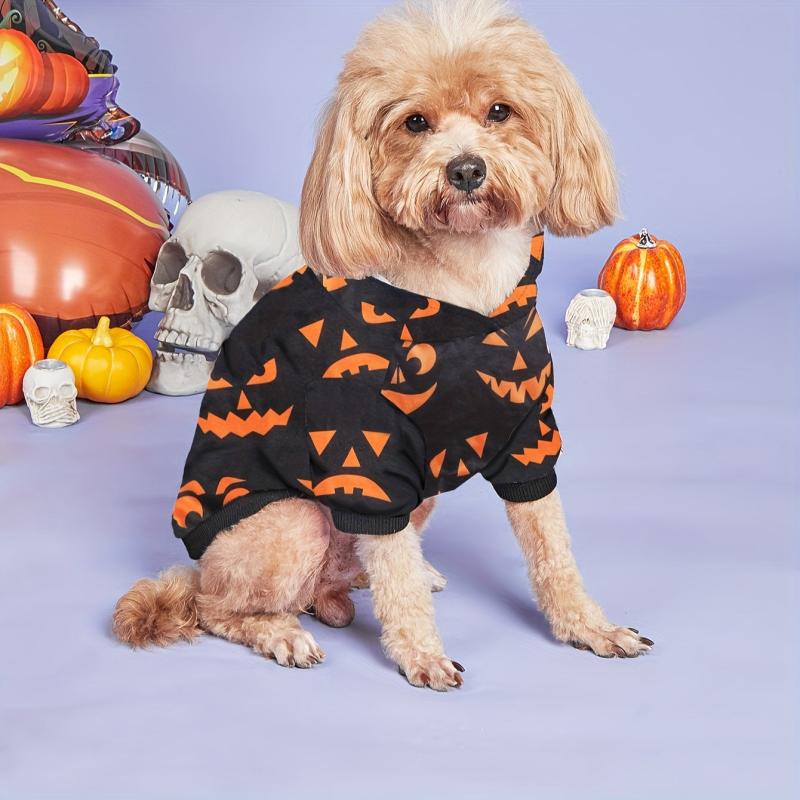 Halloween Pets Hooded Dog Sweatshirt Pumpkin Puppy Hoodies
