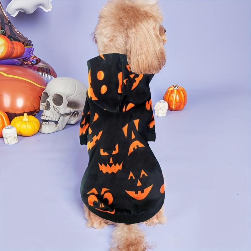 Halloween Pets Hooded Dog Sweatshirt Pumpkin Puppy Hoodies