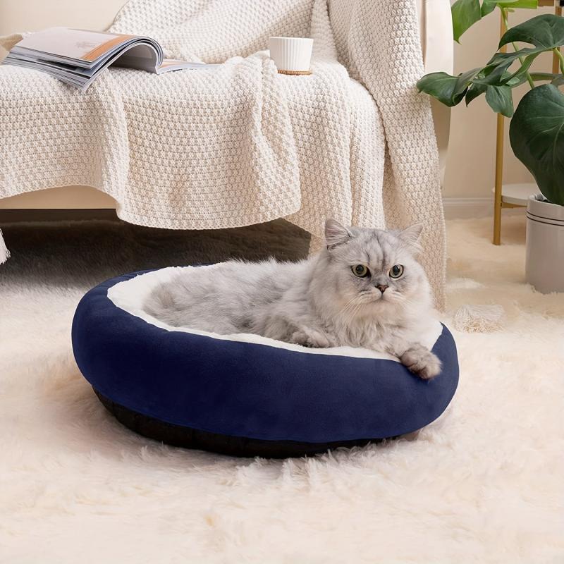 Round Cat Bed Pet Kennel Soft Mat